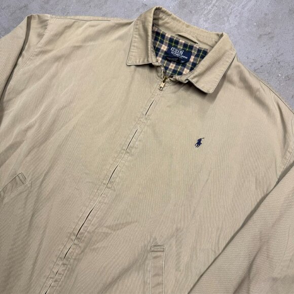 Vintage Polo Ralph Lauren Harrington Jacket USA Made Cotton Twill Beige XL - Picture 2 of 9